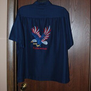 Caribbean "Fly Like an Eagle" Navy Button-up Shirt - XL